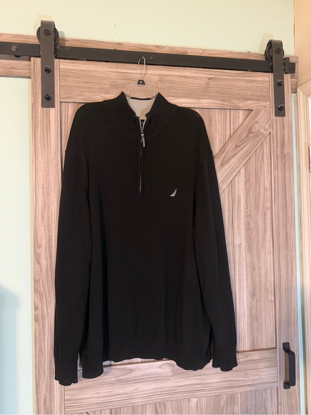 Nautica Men’s Black Half-Zip Sweater with Embroidered Sail Logo